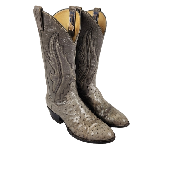 Panhandle Slim Other - Panhandle Slim Vintage Gray Exotic Ostrich Leather Cowboy Boots Men's Size 8